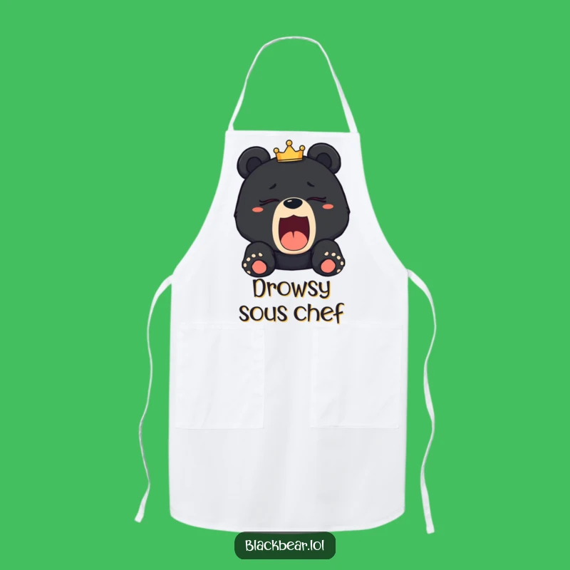 Funny Bear Cub Crown Apron: Cook with Sleepy Authority