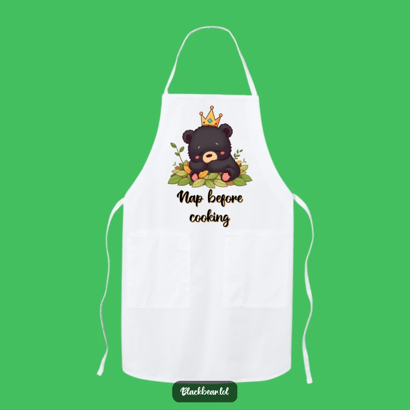 Funny Bear Cub Crown Nap Apron - Relaxed Kitchen Vibes with Humor