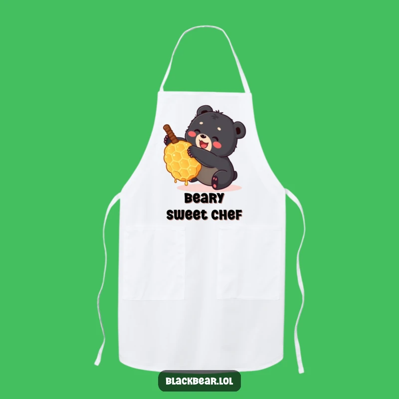 Funny Bear Cub Honeycomb Apron - Sweet Kitchen Gift for Bakers