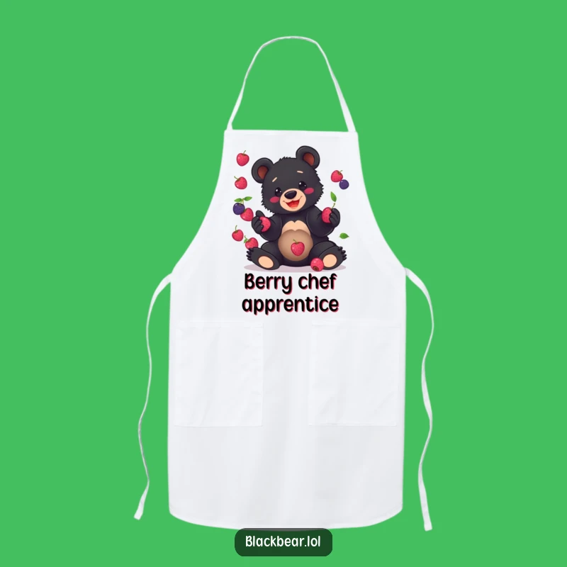 Funny Bear Cub Juggling Apron: Kitchen Fun, Clumsy Berry Chef Gift