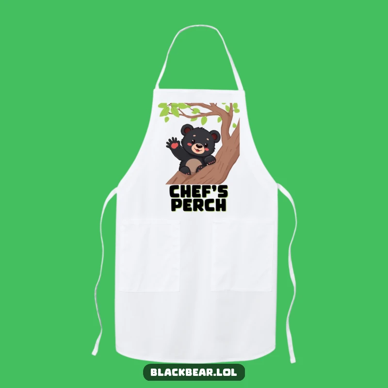 Funny Bear Cub Waving Apron - Cheerful Kitchen Fun & Hilarious Gift