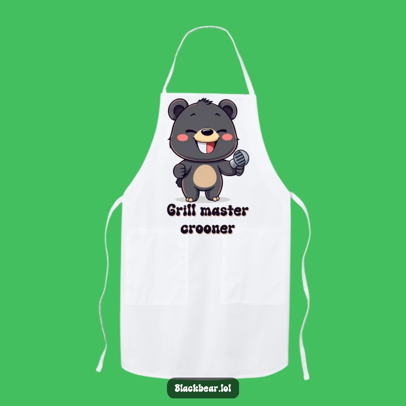 Funny Bear Cub Mic Apron: Cook Up a Hit Song in the Kitchen!