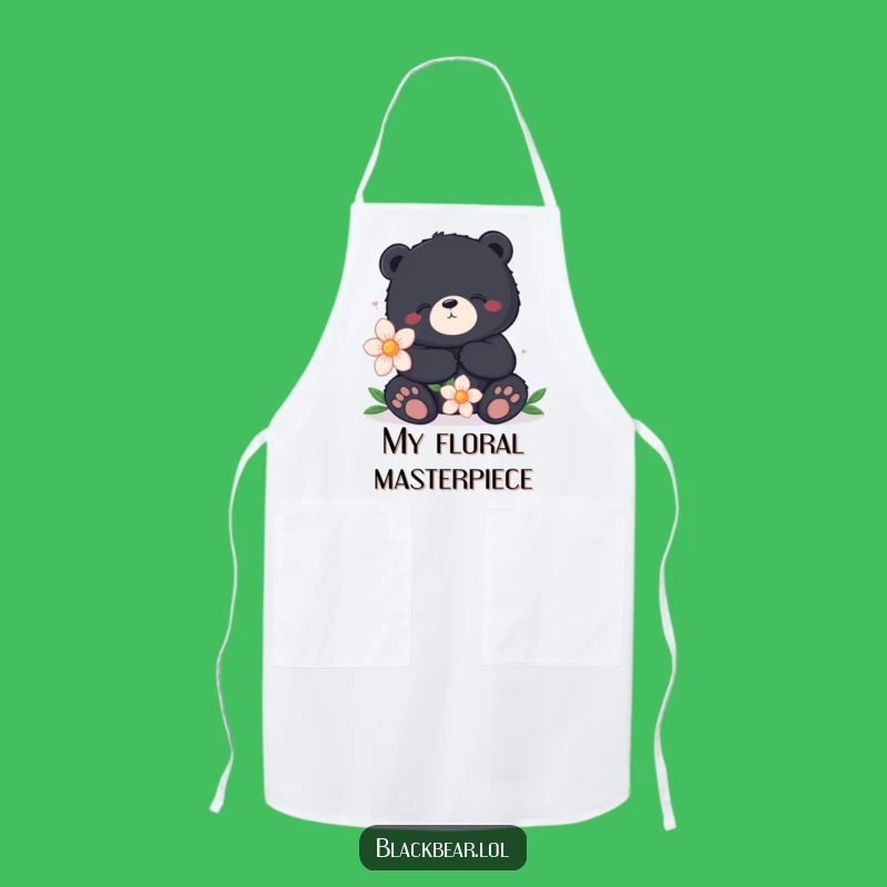 Funny Content Bear Apron - Cozy Flower Bear Kitchen Wear, Perfect Funny Gift