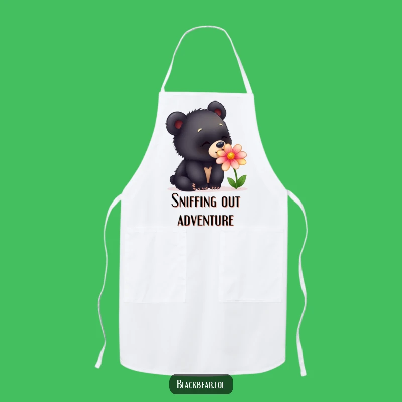 Funny Bear Apron - Delightful Flower Sniffing Kitchen Gift for Cooks