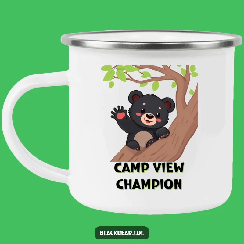 Funny Bear Cub Waving Camping Mug - Rugged & Cheerful Outdoor Gift