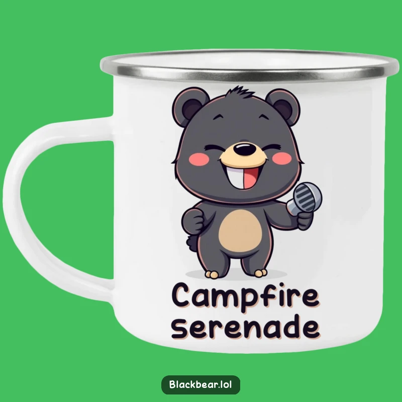 Funny Bear Cub Mic Camping Mug: Your Campfire Concert Companion!