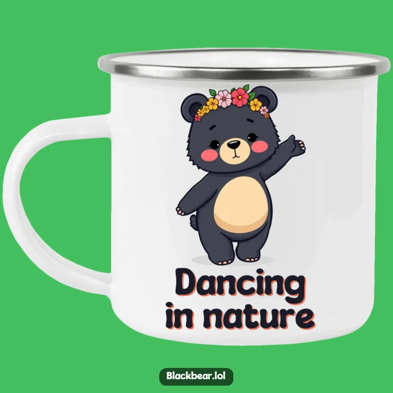 Funny Dancing Bear Camping Mug: Adventure with Floral Fun