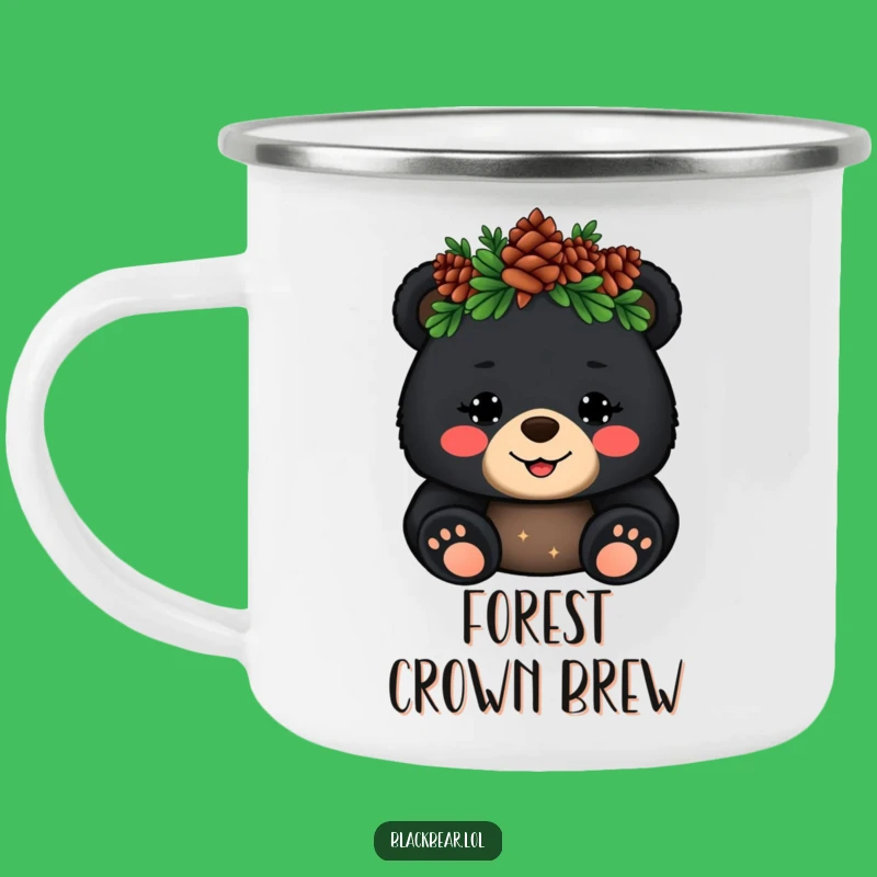 Funny Bear Camping Mug: Enjoy Nature with Royal Cub's Pinecone Wave