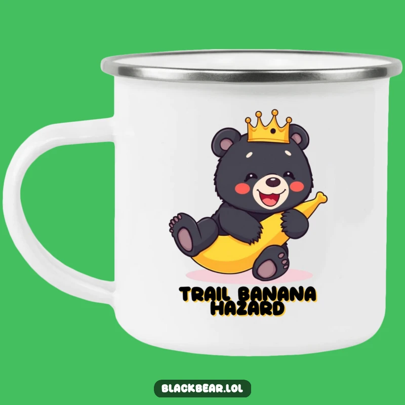 Funny Bear Cub Crown Banana Peel Slip Camping Mug - Adventure & Laughs