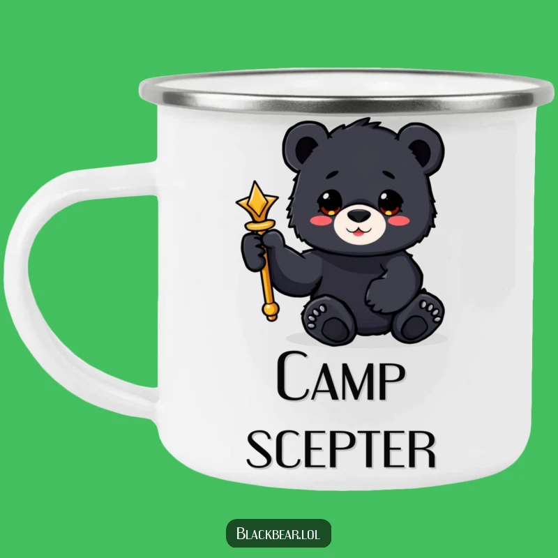 Funny Bear Cub Scepter Camping Mug: Regal Brews for Adventurous Reigns Gift