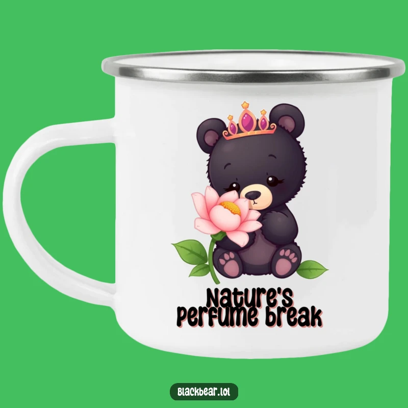 Funny Bear Cub Tiara Flower Camping Mug - Curious Nature Adventure Gift