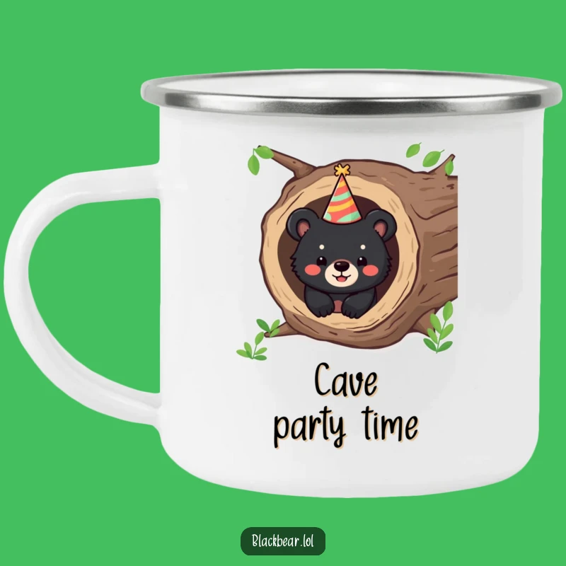 Funny Bear Party Camping Mug: Adventure With Cub From Log, Great Funny Gift!