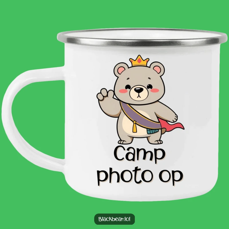 Funny Bear Regal Sash Camping Mug: Royal Explorer, Durable Funny Gift
