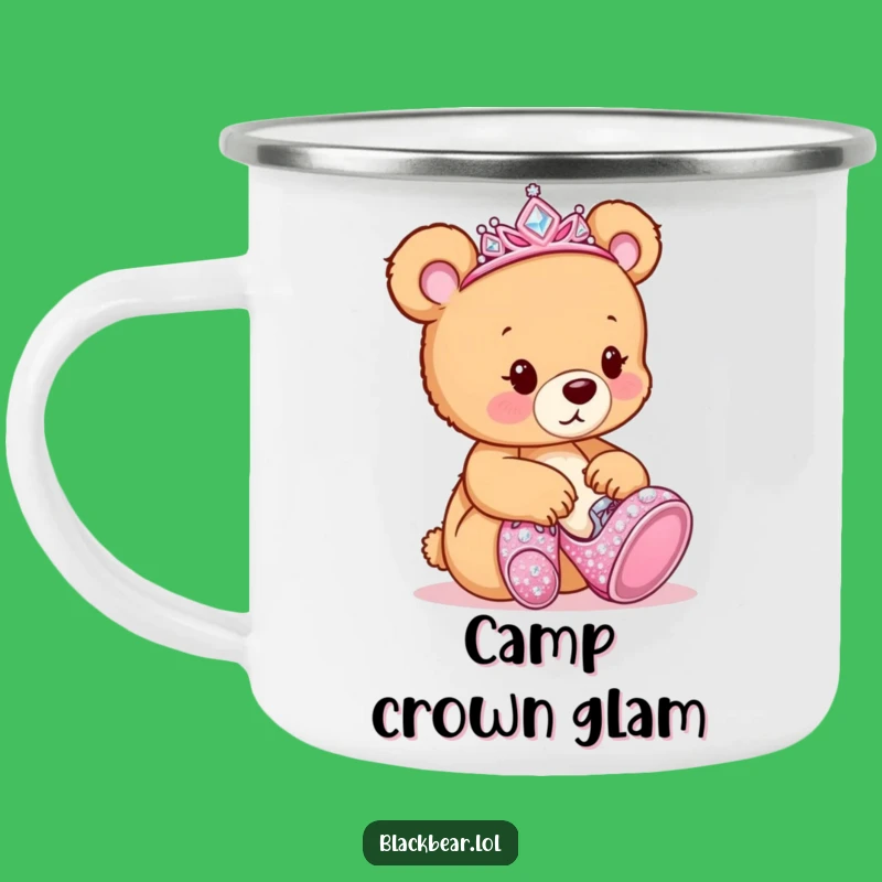 Funny Bear Tiara Shoes Camping Mug: Adventure Cub Style, Durable Funny Gift