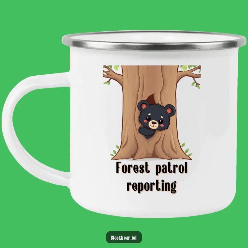 Funny Black Bear Cub Camping Mug: Outdoor Sipping Fun, Curious Wildlife Drinkware, Perfect Funny Gift
