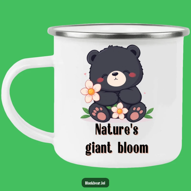 Funny Cozy Bear Camping Mug - Content Flower Enamel Cup, Perfect Funny Gift