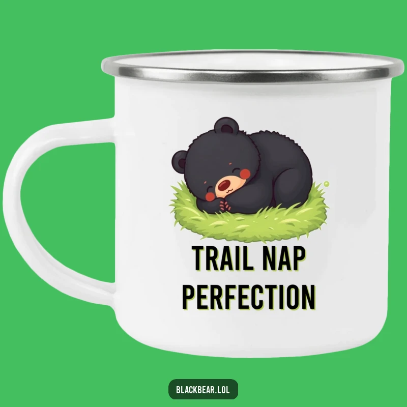 Funny Happy Bear Cub Camping Mug: Mossy Relaxation Outdoors, Perfect Gift