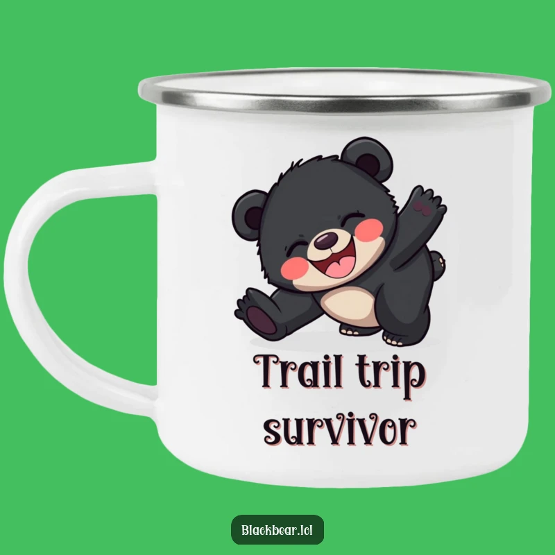 Funny Joyful Bear Cub Tripping Camping Mug: Adventure Fuel for Laughter
