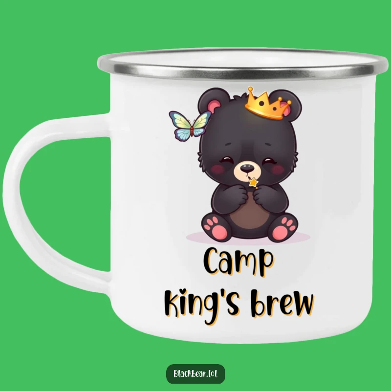 Funny Royal Bear Cub Camping Mug - Adventure Crowned Cub Butterfly Cup, Gift