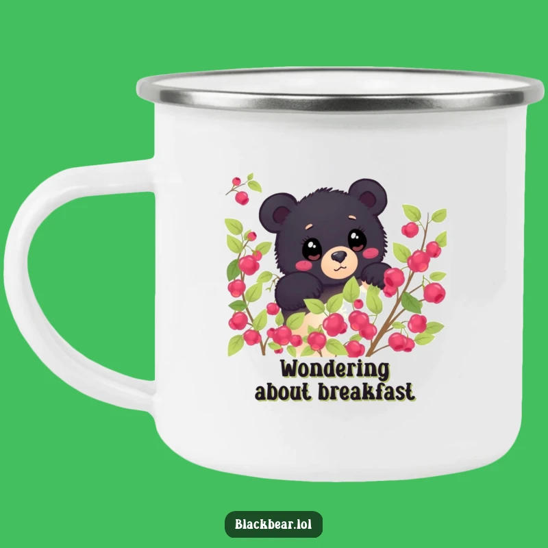 Funny Shy Bear Berry Bush Camping Mug - Curious Forest Adventure Gift