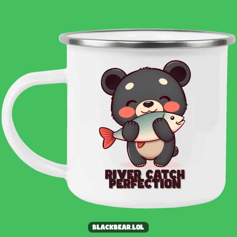 Funny Camping Mug: Bear Cub Fish Balance, Your Adventurous Humorous Present!