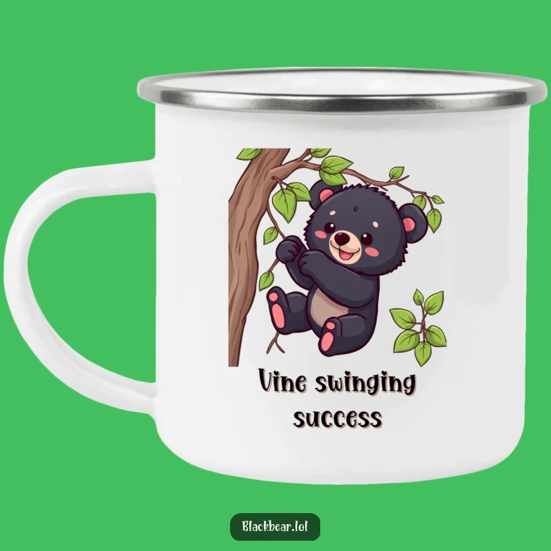 Funny Bear Cub Camping Mug: Playful Cub Tugging, an Adventurous Gift