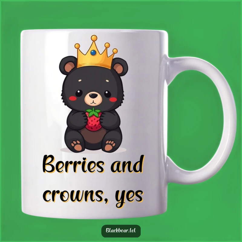 Funny Bear Cub Crown Mug: Hilarious Gift for Berry Balancing Fans