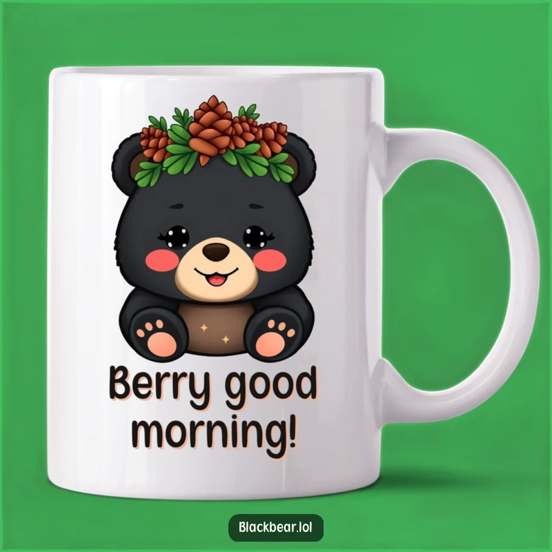 Funny Bear Mug: Royal Cub's Pinecone Crown Waves for a Hilarious Gift