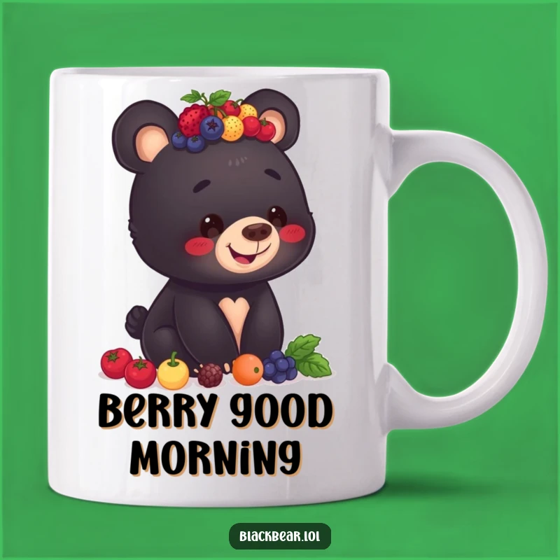 Funny Berry Bear Cub Balance Mug - Adorable Cub Balancing Berries, Great Gift