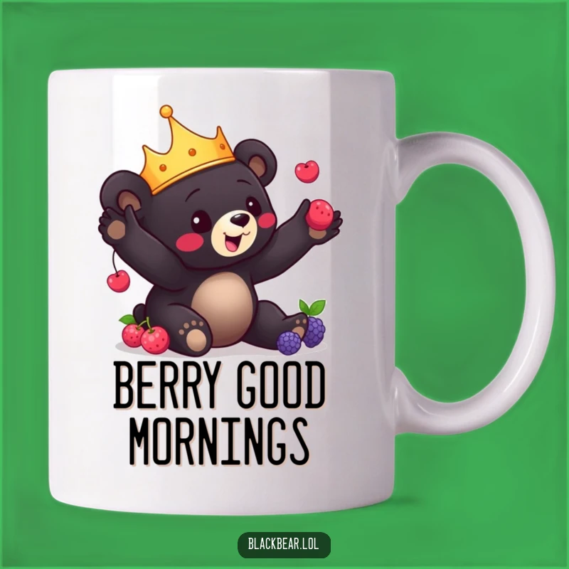 Funny Bear Cub Mug: Crowned Juggler's Berry Fun Animal Gift