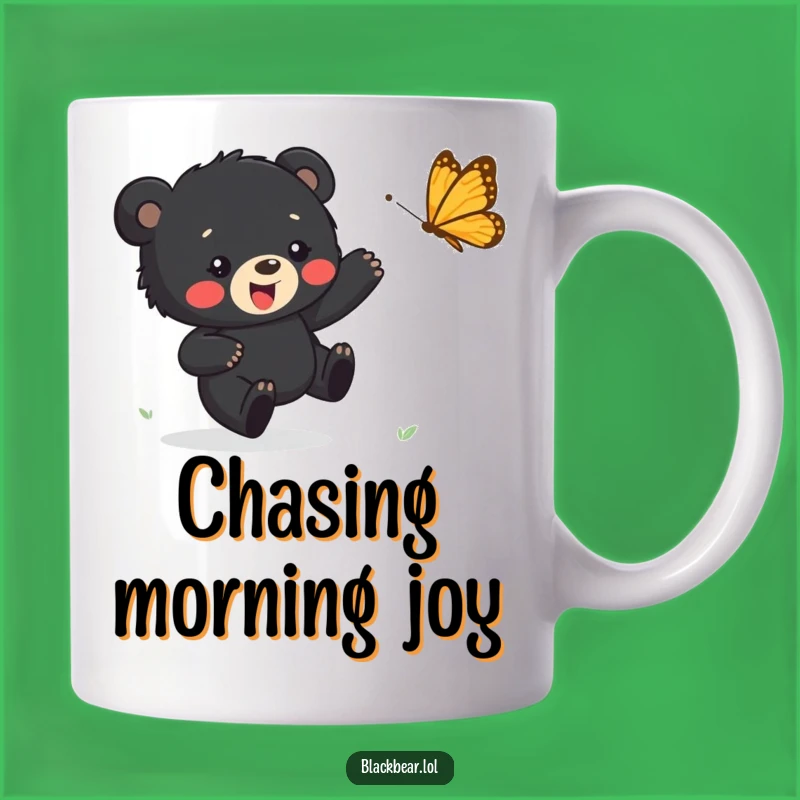 Funny Bear Cub Butterfly Mug - Happy Chase Design, Perfect Funny Gift