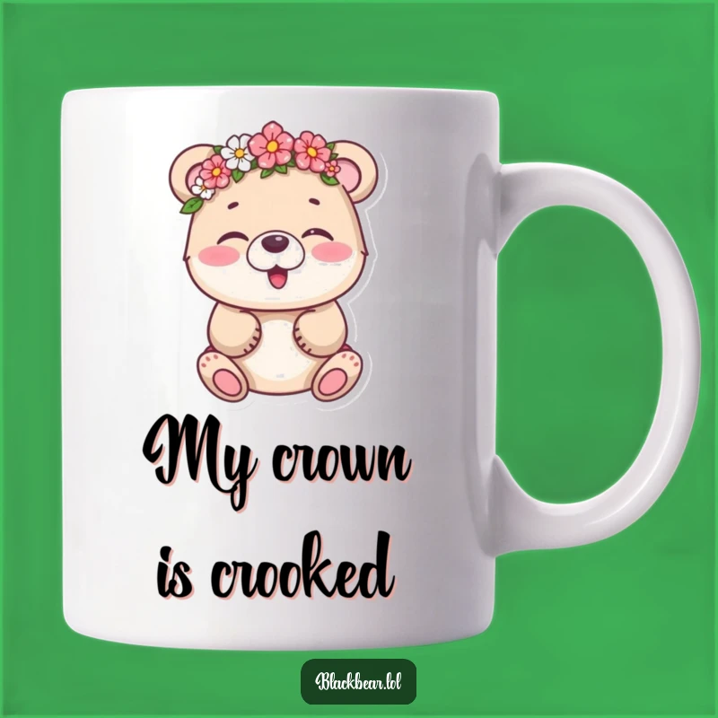 Funny Bear Cub Flower Crown Mug - Adorable Giggling Character Gift