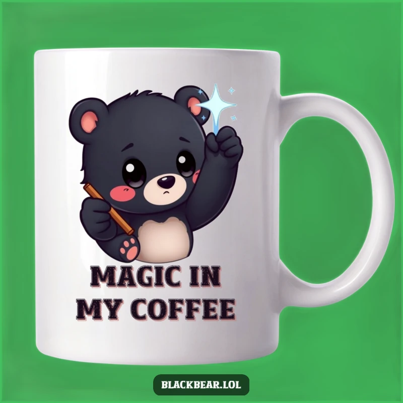Funny Bear Cub Magic Wand Mug - Curious Eyes Enchanted Gift