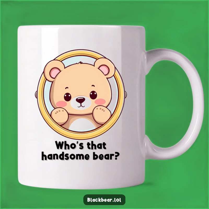Funny Bear Mirror Peeking Mug - Curious Character Reflection Gift