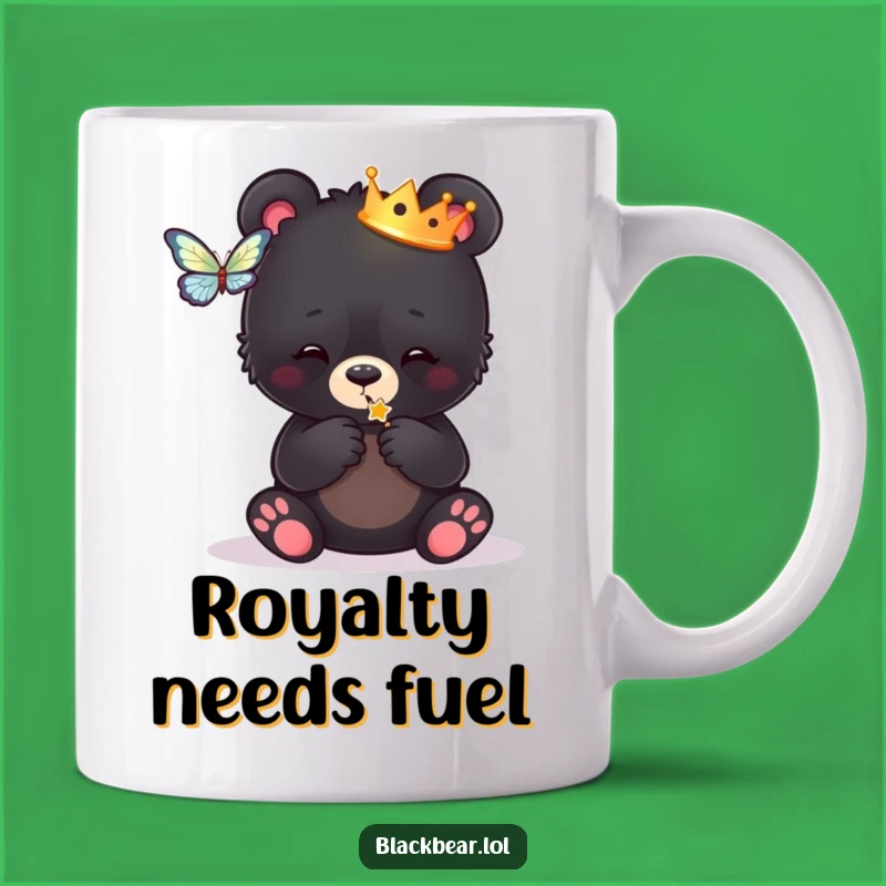 Funny Royal Bear Cub Crown Mug - Adorable Playful Butterfly Gift Idea