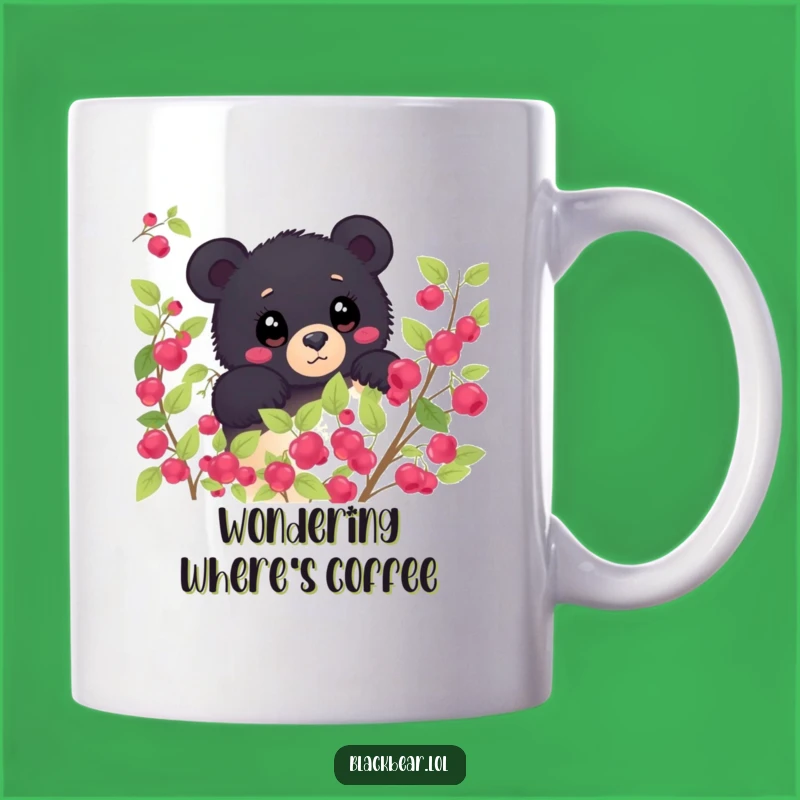 Funny Shy Bear Berry Bush Mug - Curious Forest Wonder Gift