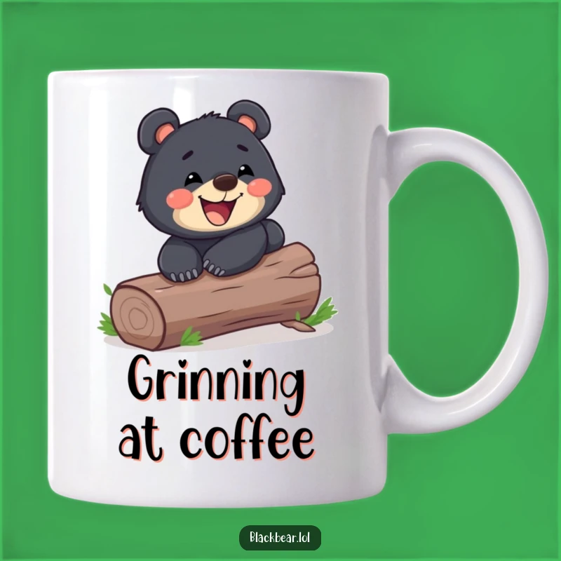 Funny Playful Bear Cub Log Slide Mug - Grinning Forest Fun Gift