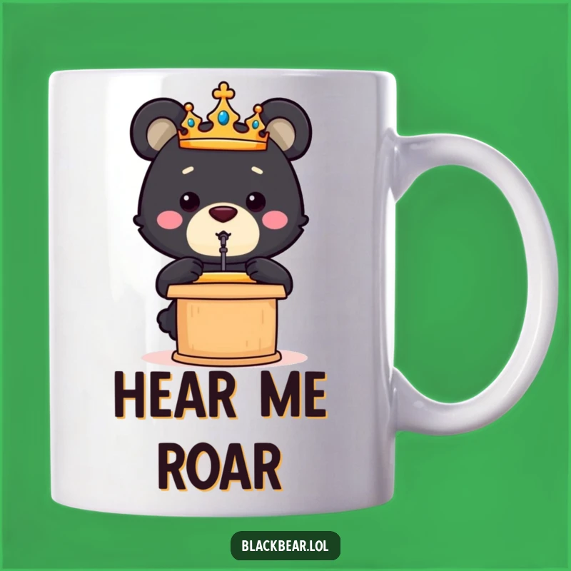 Funny Bear Cub Crown Speech Mug - Hilarious Leader Gift for Orators