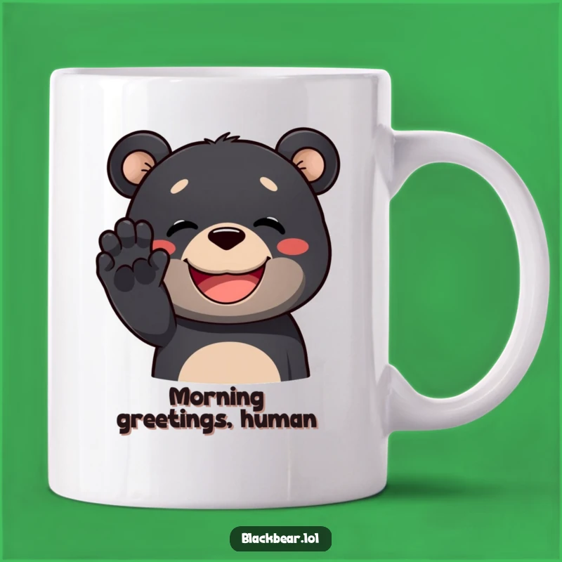 Funny Black Bear Waving Paw Mug: The Perfect Happy Grin Gift for Bear Lovers