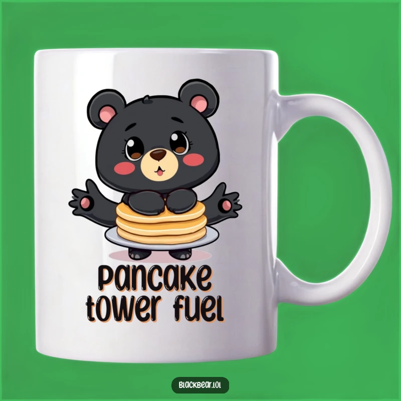 Funny Pancake Bear Mug: Big Eyed Character Comically Balancing Breakfast, Perfect Funny Gift!