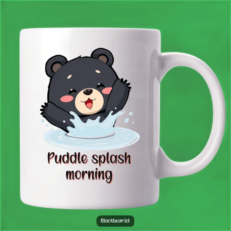 Funny Splashing Bear Mug - Joyful Puddle Play Gift for Nature Lovers