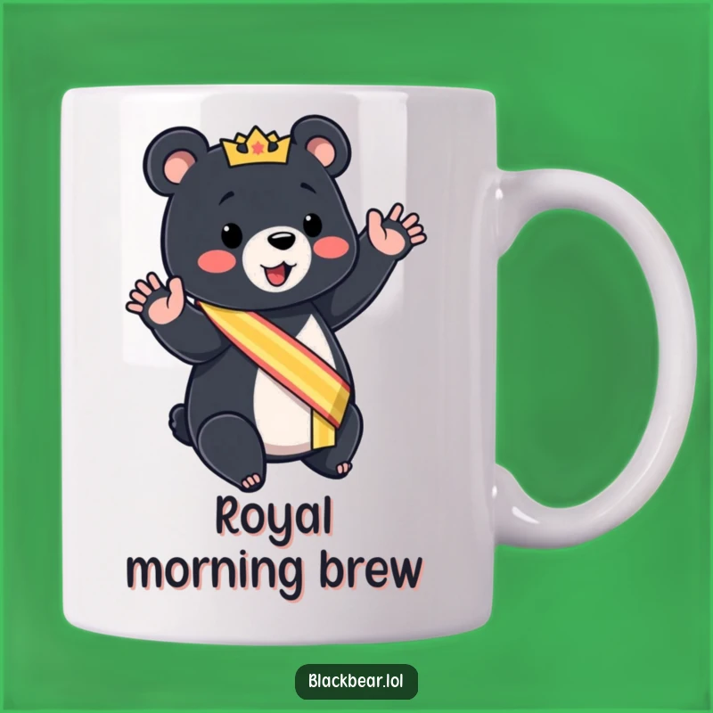 Funny Royal Bear Cub Mug: A Regal Wave for Your Morning Coffee Gift