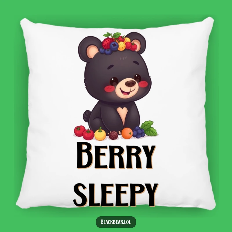 Funny Berry Bear Cub Pillow - Cozy Balancing Berries Accent, Cute Gift