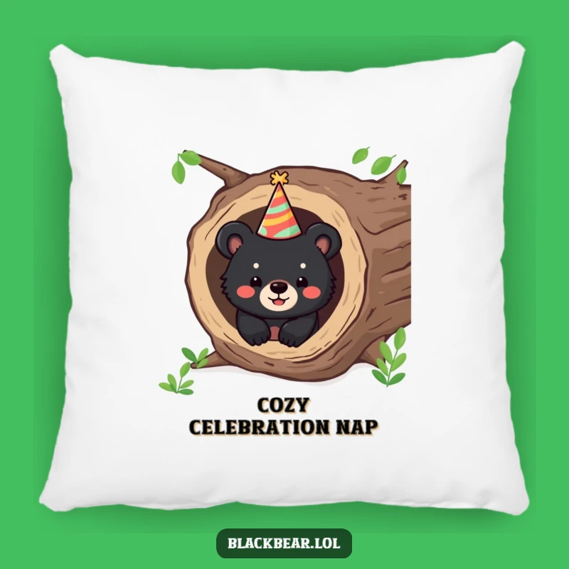 Funny Bear Party Pillow: Cozy Cub Comfort From Log, Adorable Funny Gift!