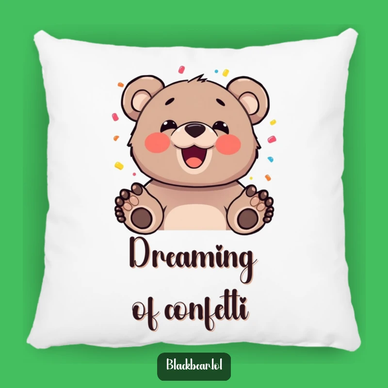 Funny Happy Bear Confetti Pillow - Cozy Celebration Decor