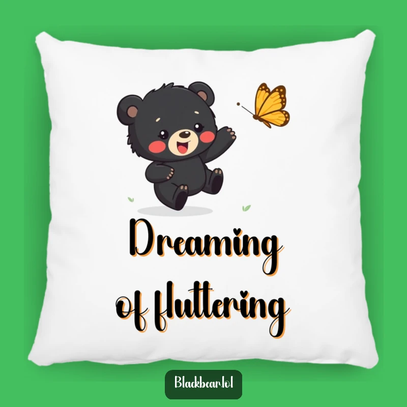 Funny Cub Butterfly Pillow - Happy Bear Chase Cushion, Perfect Funny Gift