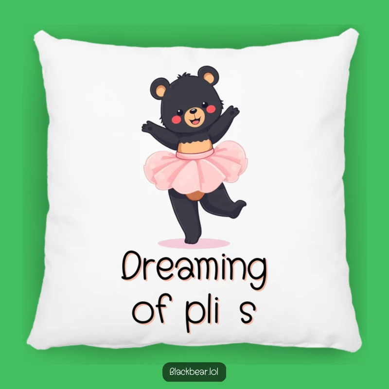 Funny Bear Tutu Pillow: Soft Black Bear Twirling, Comfy Funny Gift for Decor