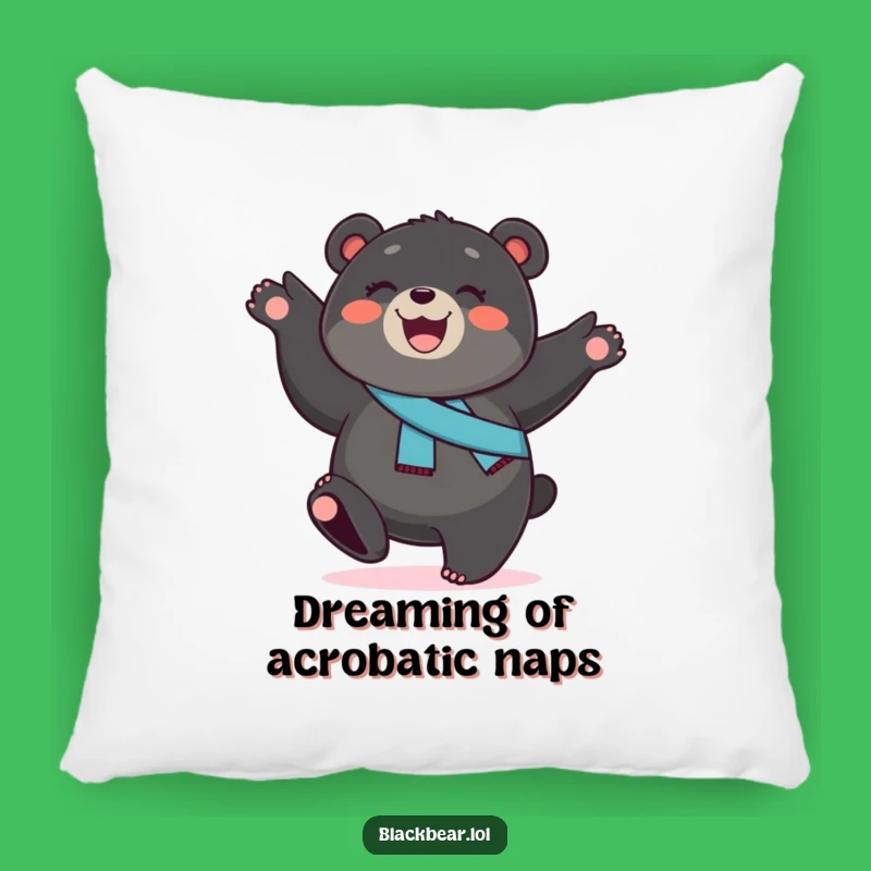 Funny Bear Cub Cartwheel Pillow: Cozy Up with Energetic Fun