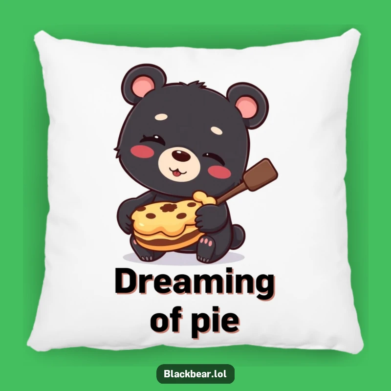 Funny Bear Cub Pie Thief Pillow: Soft Mischief Comfort, Hilarious Dessert Gift