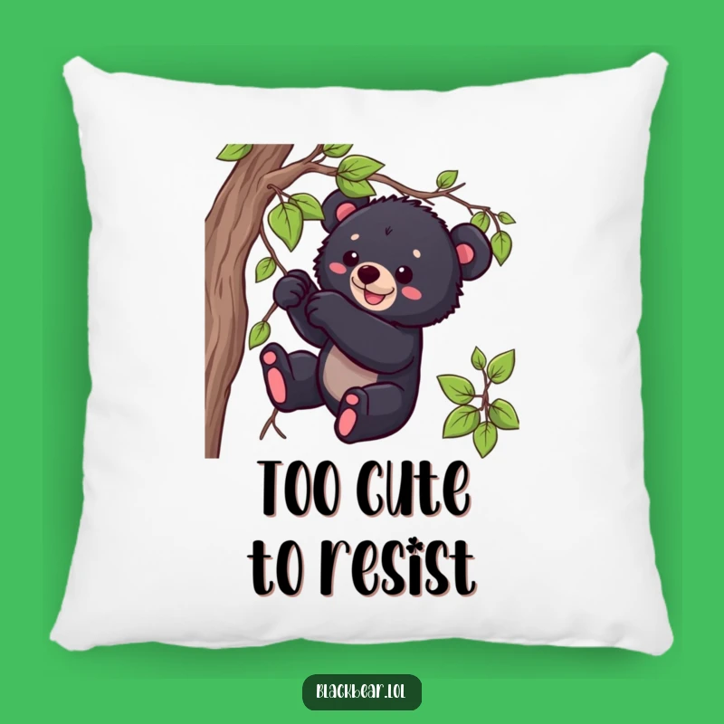 Funny Bear Cub Pillow: Playful Cub Tugging for Cozy, Cute Comfort Gift